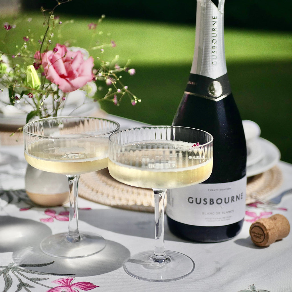 Retro Champagne Coupes with Gusbourne English Sparkling Wine