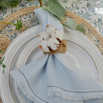 Load image into Gallery viewer, BABY BLUE FRINGED LINEN NAPKINS - Pair
