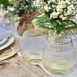 Load image into Gallery viewer, gold rim stemless wine glass balloon gin glass
