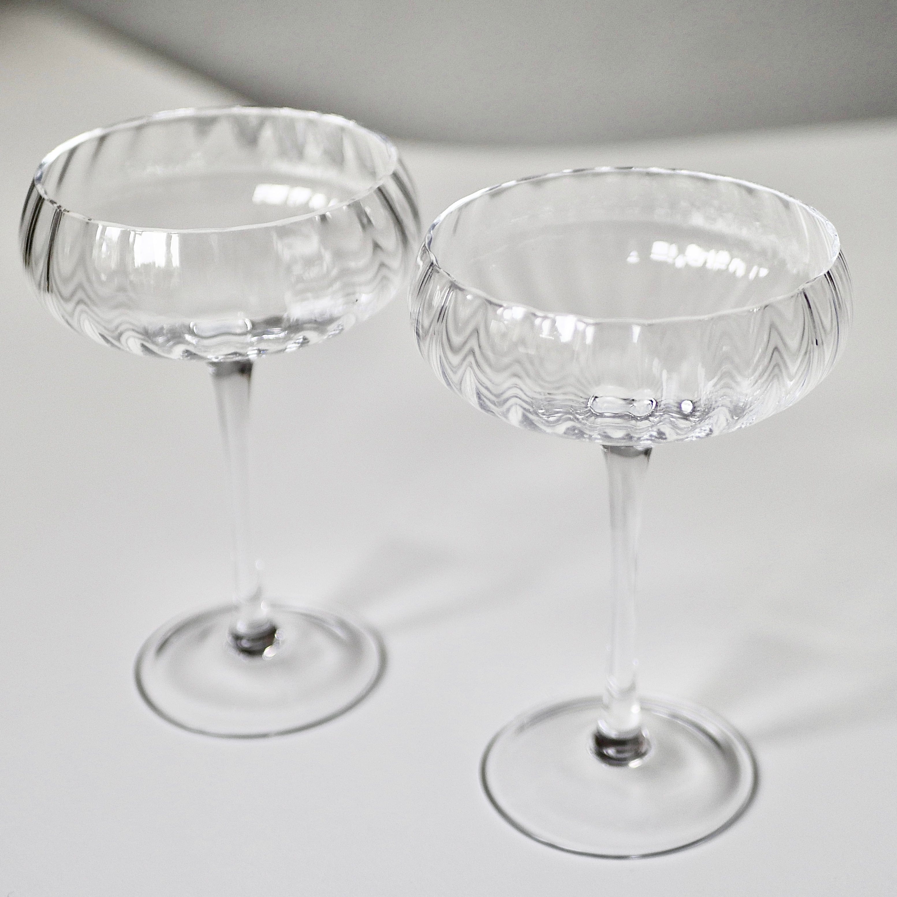 vintage champagne coupes - ribbed bowl