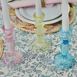pink, green and blue candlesticks