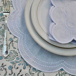 Load image into Gallery viewer, blue scalloped placemat and napkin
