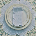Load image into Gallery viewer, blue scalloped placemat and napkin
